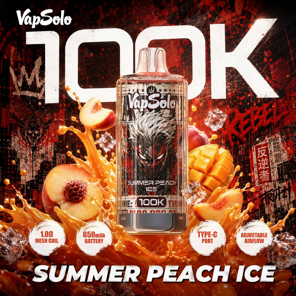 Vapsolo 100K | Vaper Desechable 100000 Caladas Recargable USB-C