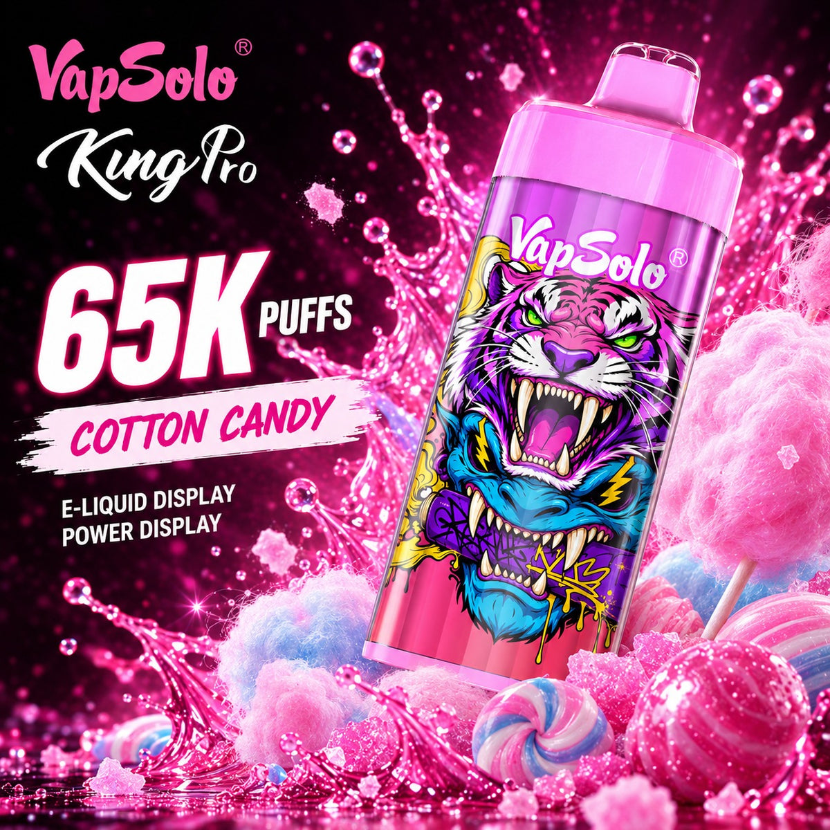 Vapsolo King Pro 65K – Vaper Desechable Recargable 65000 Caladas USB-C