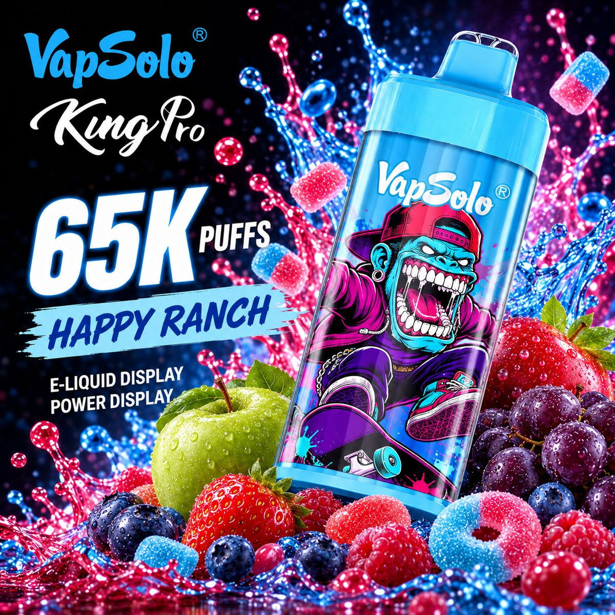 Vapsolo King Pro 65K – Vaper Desechable Recargable 65000 Caladas USB-C